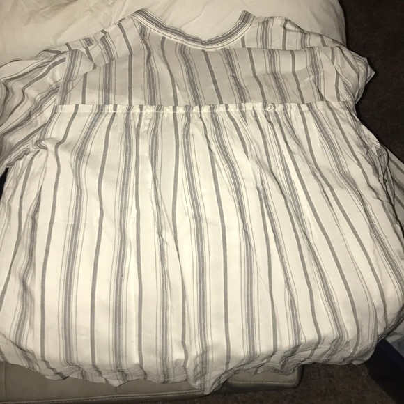 Loft, white and navy blue striped, blouse - Picture 2 of 2